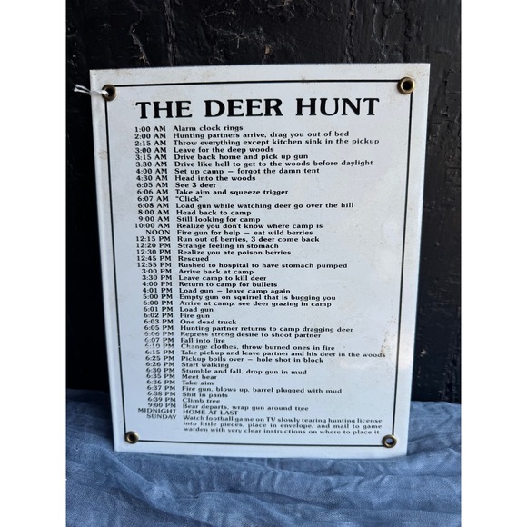 Other - The Deer Hunt Funny Metal Sign Hunting Cabin Decor Man Cave Wall Art